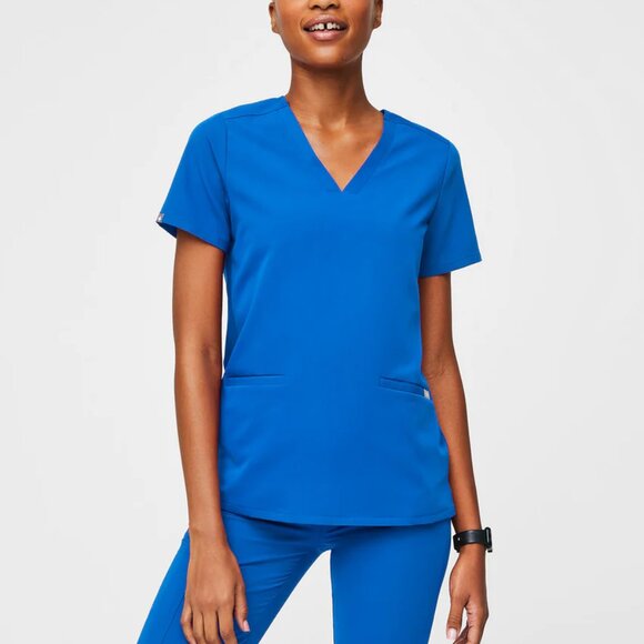 Figs Casma Three-Pocket Scrub Top in Royal Blue Women's Size X-Small - Picture 1 of 10
